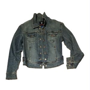 Dollhouse Classic Washed Denim Jacket Fitted Large Button Closure Vintage
